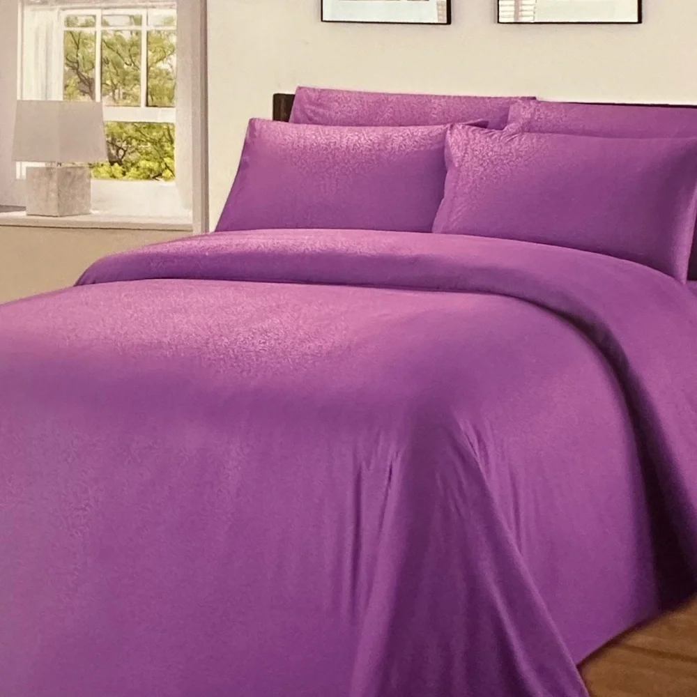 Traditional At Home 6pc Full Sheet Set purple passion embossed floral print
